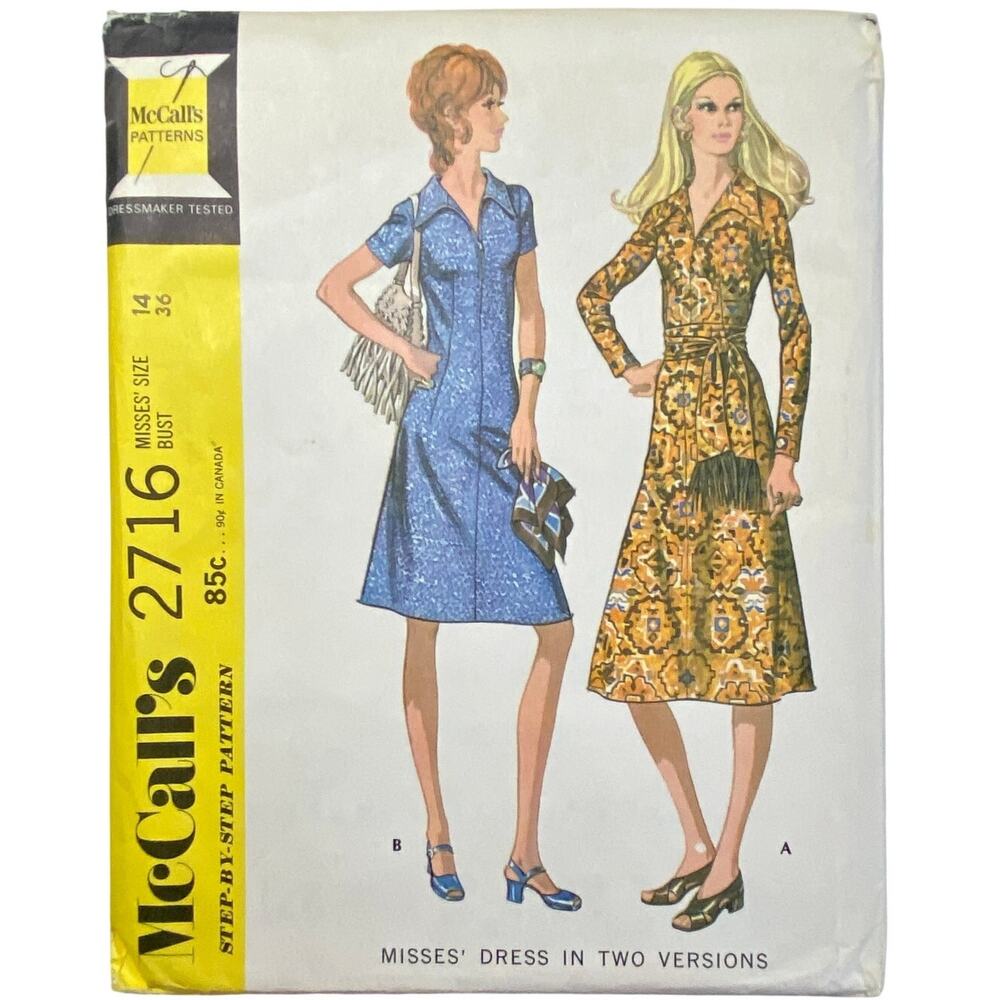 McCall's 2716 Vintage Sewing Pattern Misses' Dress Size 14 Uncut